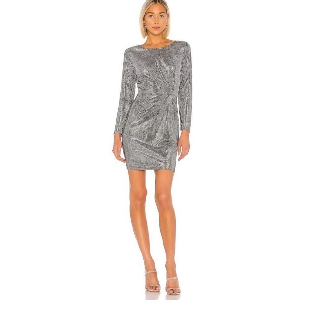 NWT Bbdakota Silver Long Sleeve Dress